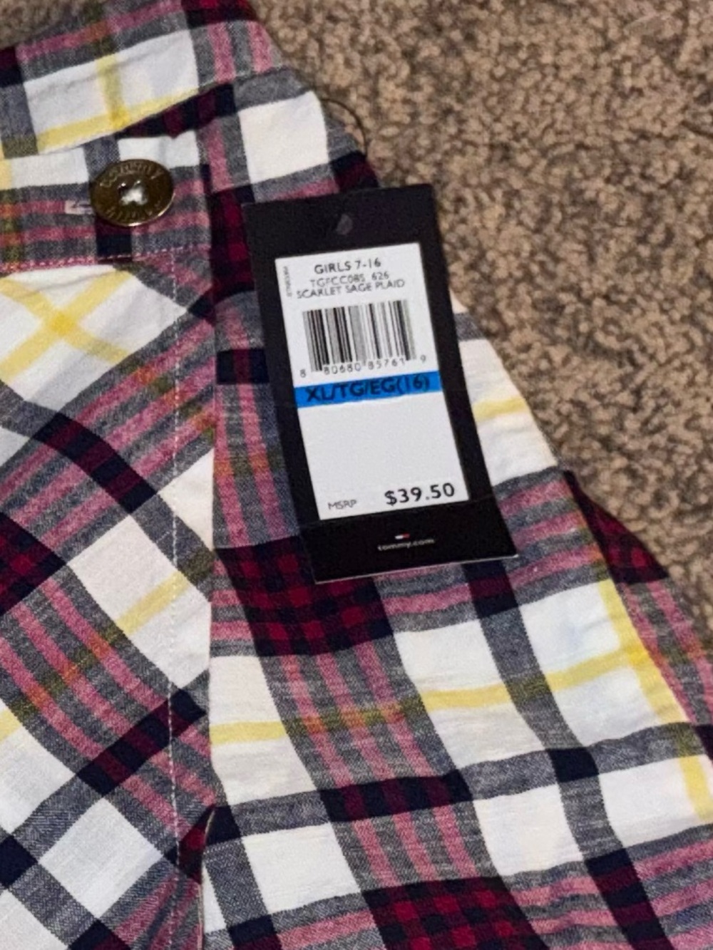Tommy hillfiger Plaid A-Line Skirt in Burgundy, Navy & Yellow -